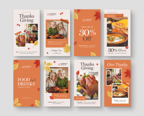 Thanksgiving Social Media Templates in AI PSD EPS