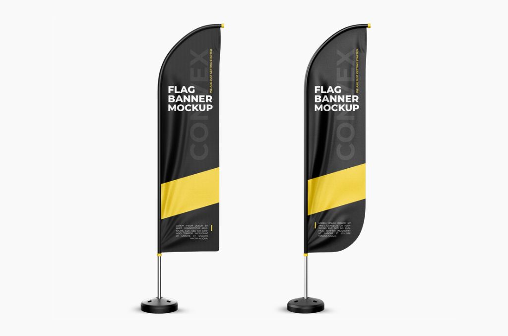 Feather Flag Banner Mockup in Photoshop PSD Format