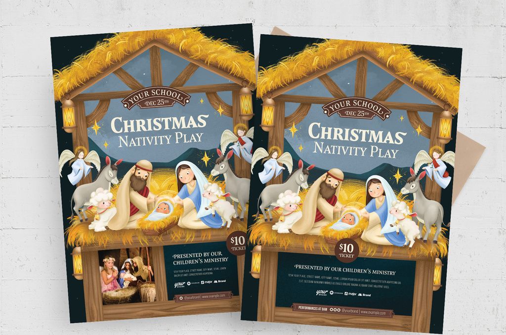 Christmas Nativity Play Flyer Template in Photoshop PSD format