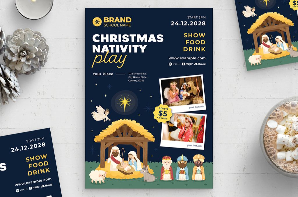 School Nativity Flyer Template in Illustrator AI format