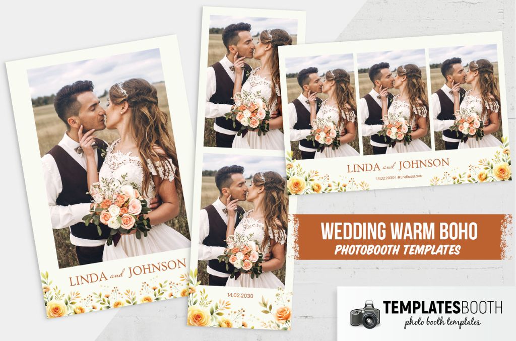Warm Boho Floral Photo Booth Template