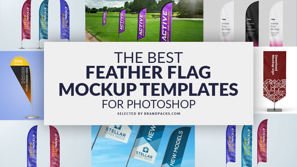 12 of the Best Feather Flag Mockup Templates for Photoshop
