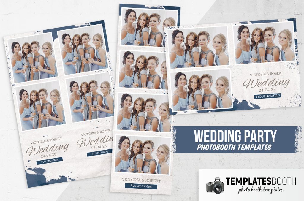Cream and Blue Wedding Photo Booth Template