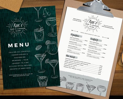 A4 Cocktail Menu Template