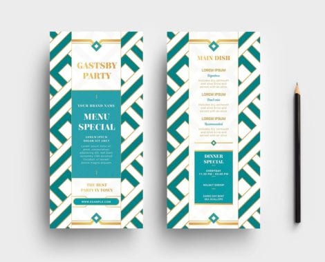 Modern Art Deco DL Card Template (PSD, Ai & Vector)