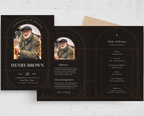 Art Deco Funeral Template (AI, EPS Format)