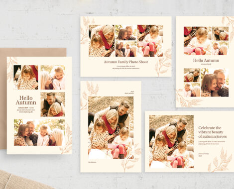 Autumn Family Photo Card Template Set (AI, EPS Format)