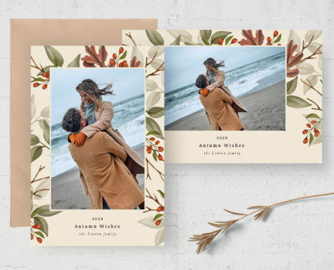 Autumn Photo Greetings Card Template (PSD Format)