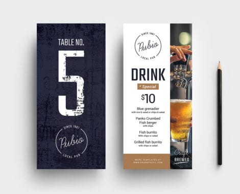 Bar DL Rack Card Template