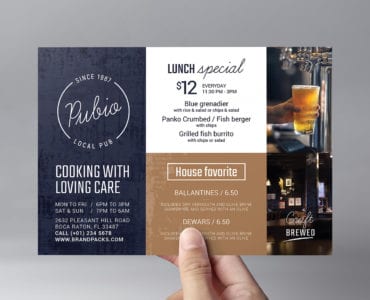 Bar Menu Flyer Template Front