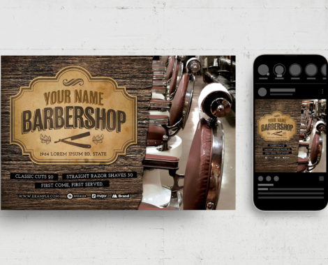Barber Shop Flyer (PSD, AI, Vector Formats)