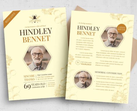Beekeeper Funeral Program Template (PSD, AI, Vector Formats)