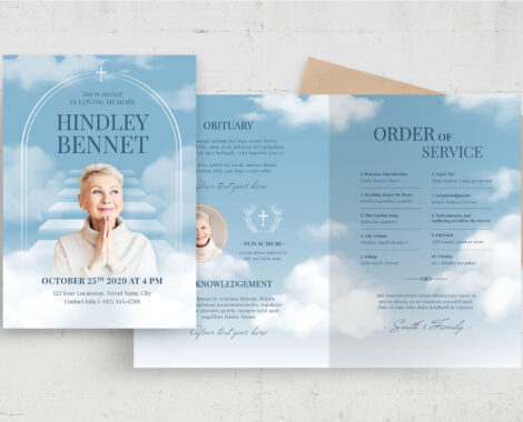Blue Sky Funeral Program Template (AI, EPS Format)
