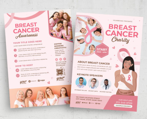 Breast Cancer Charity Flyer Template (PSD, AI, EPS Format)