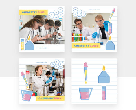 Chemistry Education Social Media Banner Set (AI, EPS, PSD Format)