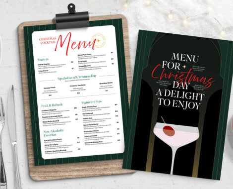 Christmas Cocktail Menu Template in INDD & IDML