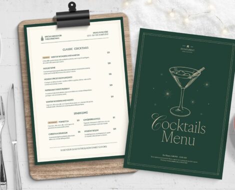 Christmas Cocktail Menu Template in INDD & IDML