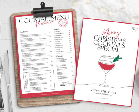 Christmas Cocktail Menu Template in INDD & IDML
