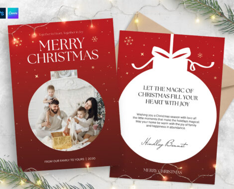 Christmas Greetings Card Template in Canva PSD AI & EPS