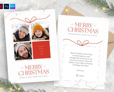 Christmas Greetings Card Template in Canva PSD AI EPS INDD & IDML