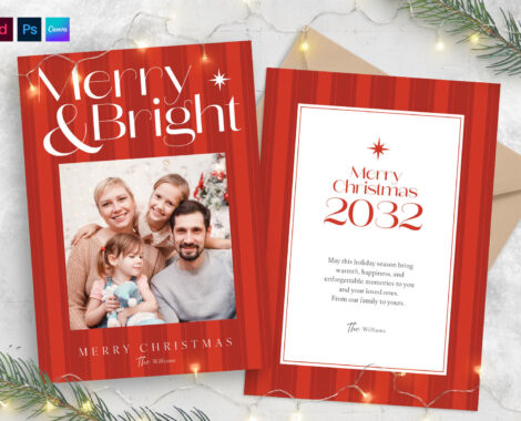 Christmas Greetings Card Template in Canva PSD AI EPS INDD & IDML