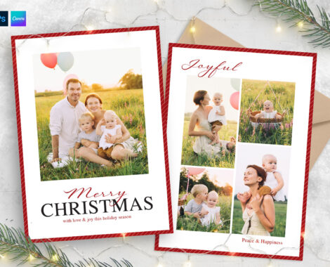 Christmas Family Greetings Card Template in Canva PSD AI & EPS