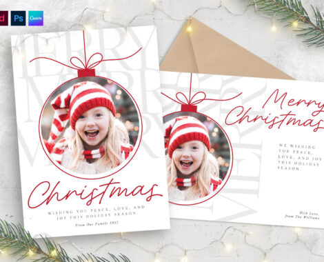 Christmas Family Greeting Card in Canva PSD AI EPS INDD & IDML