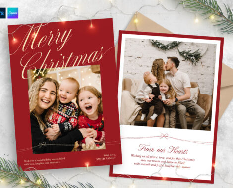 Christmas Family Greetings Card Template in Canva PSD AI & EPS