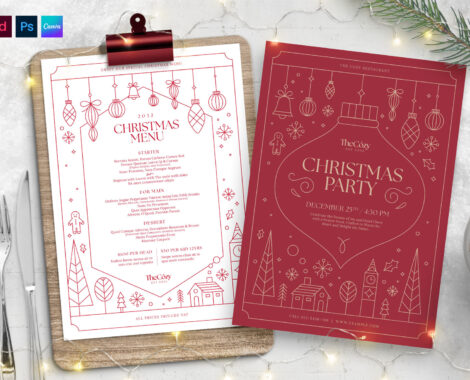 Christmas Menu Template in Canva PSD AI EPS INDD & IDML