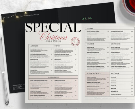 Modern Christmas Menu Template in INDD & IDML