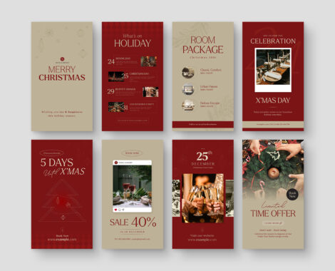 Christmas What's On Social Media Templates in Illustrator Ai, Vector EPS Formats
