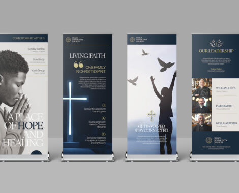 Church Event Roll-Up Banner Template in INDD & IDML