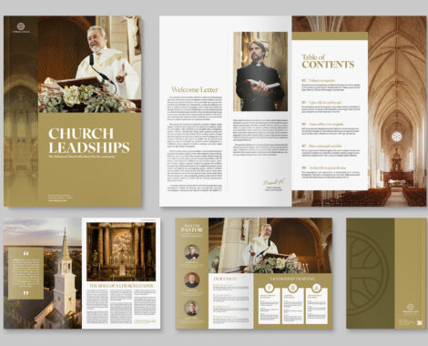 Church Leadership Brochure Template in INDD & IDML