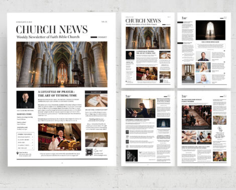 Church Newsletter Template (AI, EPS, INDD Format)