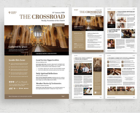Church Newsletter Template (AI, EPS, INDD Format)