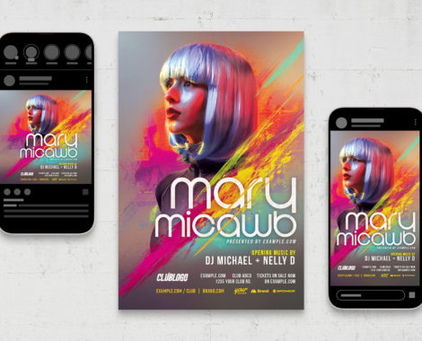 Electro DJ Club Flyer Template (PSD, AI, Vector Formats)