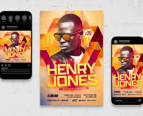 Geometric Nightclub DJ Flyer (PSD, AI, Vector Formats)