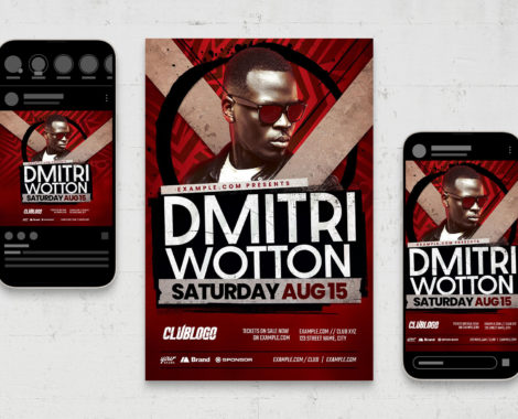Grungy DJ Flyer Template (PSD, AI, Vector Formats)