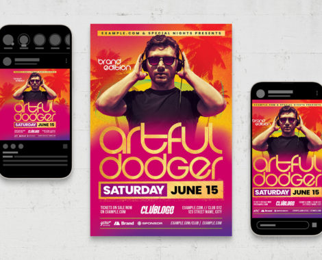 Club Flyer with Tropical Theme (PSD, AI, Vector Formats)