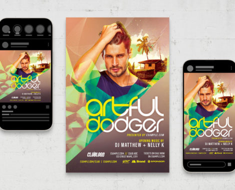 Summer Electro DJ Nightclub Flyer (PSD, AI, Vector Formats)