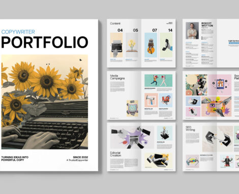 Copywriter Portfolio Template in Canva INDD & IDML