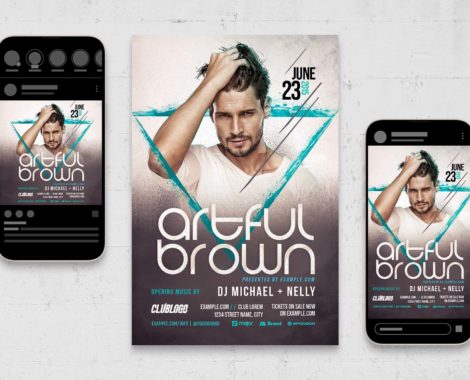 Electro Nightclub DJ Flyer Template (PSD, AI, Vector Formats)