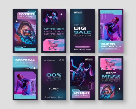 Cyber Monday Social Media Banners in AI PSD EPS