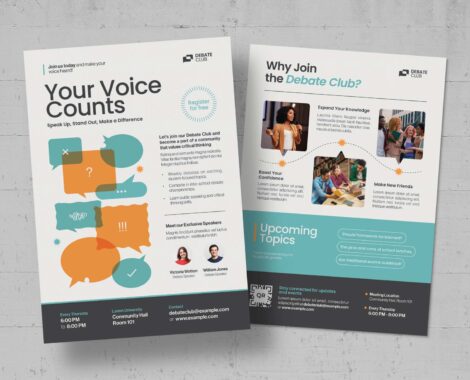Debate Club Flyer Template in Canva AI & EPS