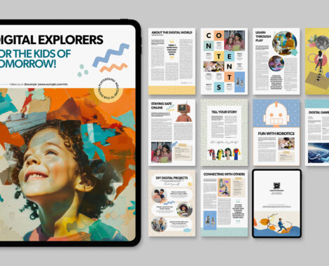 Digital School Magazine Template in Canva INDD & IDML