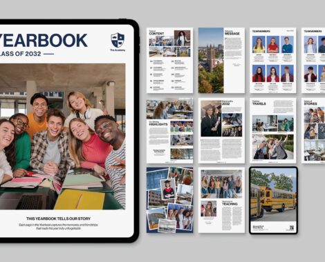 Digital Yearbook Template in INDD IDML & Canva