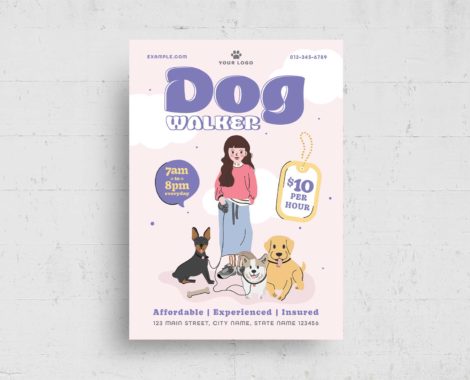 Dog Walking Flyer Template (PSD, AI, Vector Formats)
