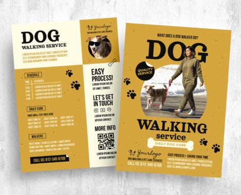 Dog Walking Service Flyer Template [PSD, Ai, Vector]