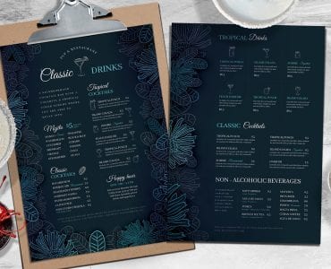 Elegant Cocktail Menu Templates