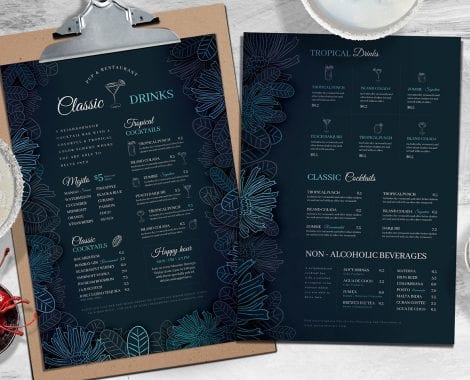 Elegant Cocktail Menu Templates